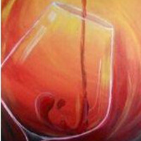 Tie one on Creativity Bar Red wine painting